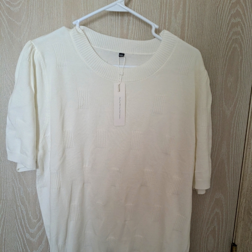 Cream Textured Knit Sweater